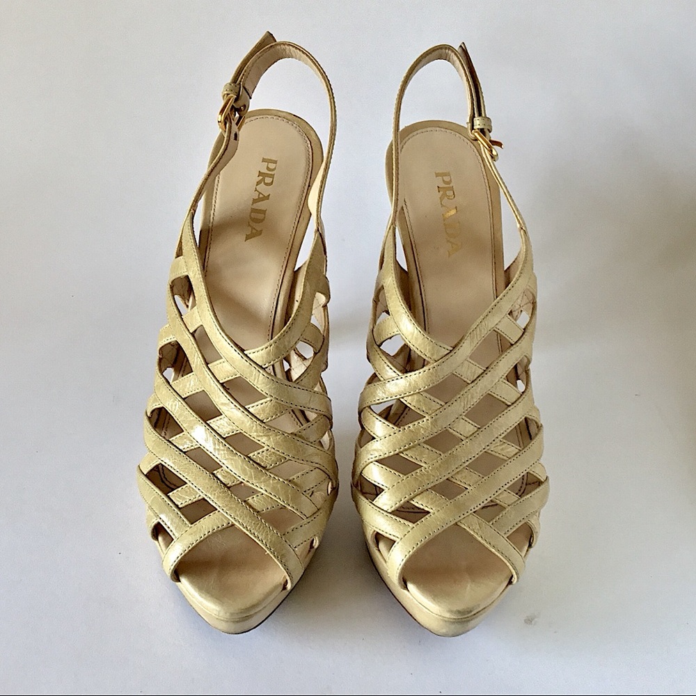 PRADA Women’s Strappy Leather Platform, sz. 39.5